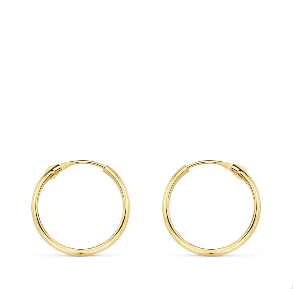 Halvcirkel örhängen i 18K gult guld, släta och lätta 16X2 mm