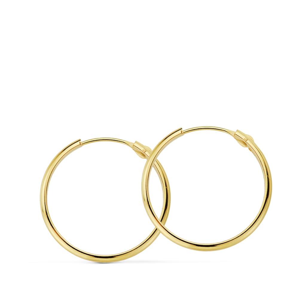 Semi-circle Earrings in 18K Yellow Gold, Smooth and Light 20X2 mm