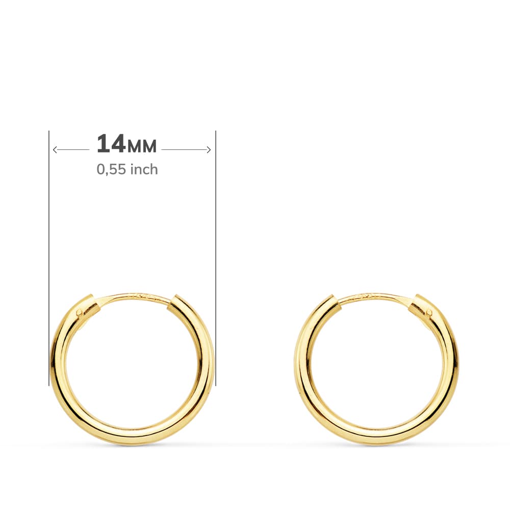 18K sárga arany fülbevaló kerek és világos 14X150 mm