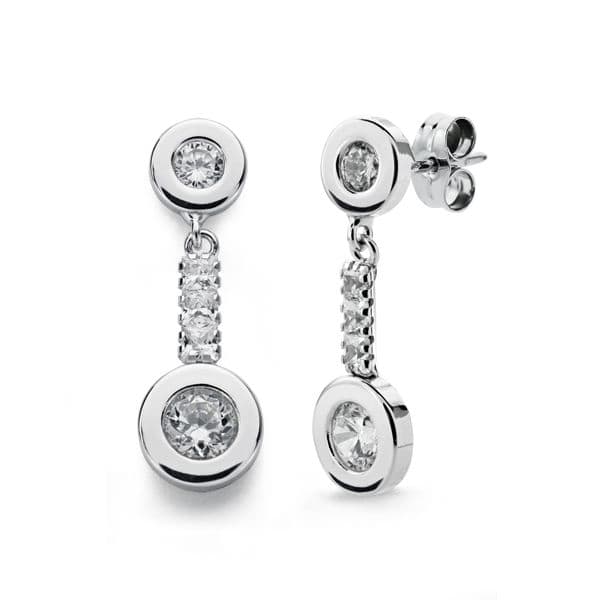 18K White Gold Kitten Stud Earrings with Butterfly Stud Clasp