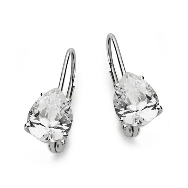 Zirkonové náušnice z 18K bílého zlata 21 x 8 mm