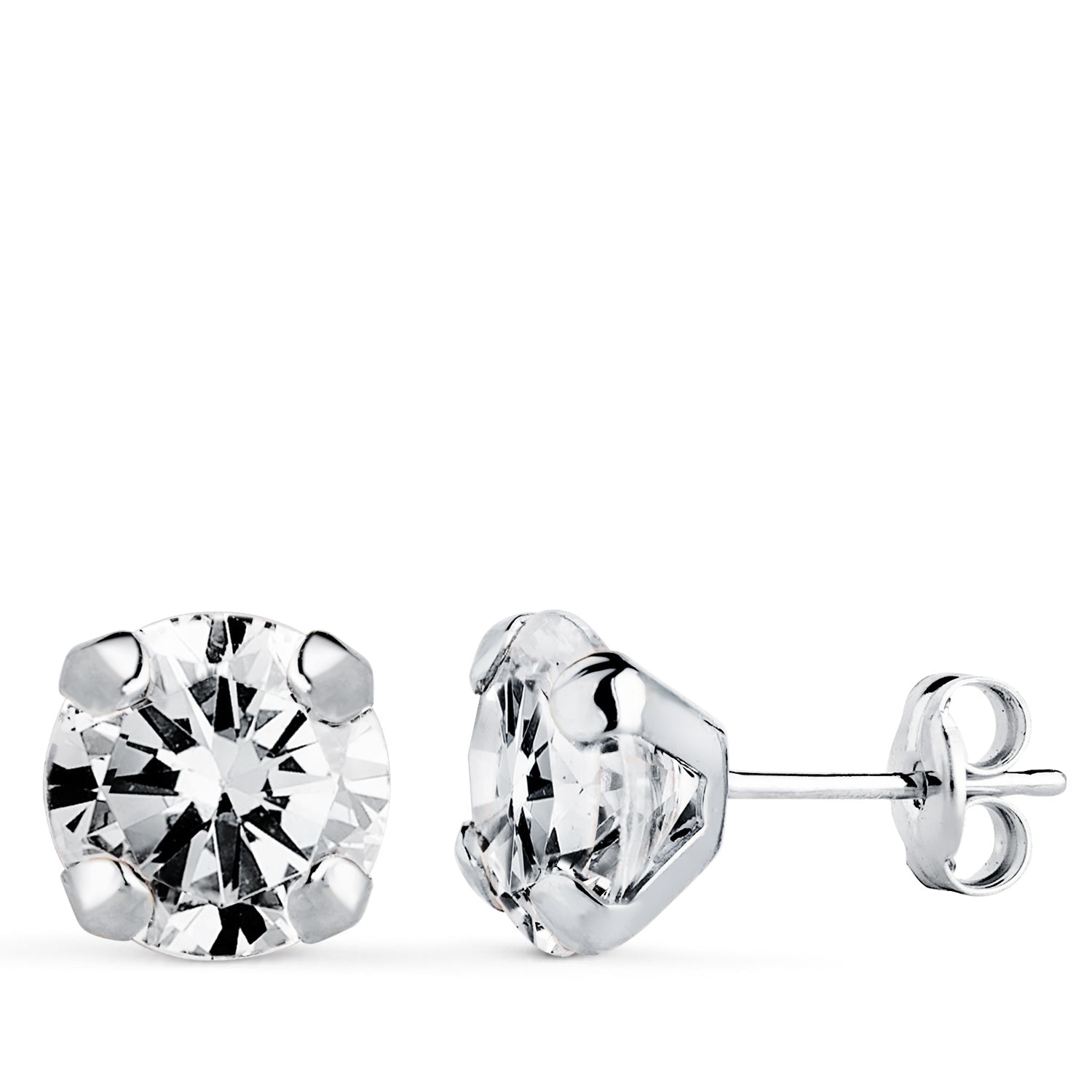 Fülbevaló 18 karátos fehéraranyból Circonite-tal, 4 ággal - Méretek: 8 x 8 mm - Pattintható zár