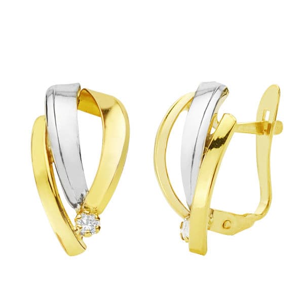 18K tofarget gull øredobber Band 15 X 8 mm katalansk lås