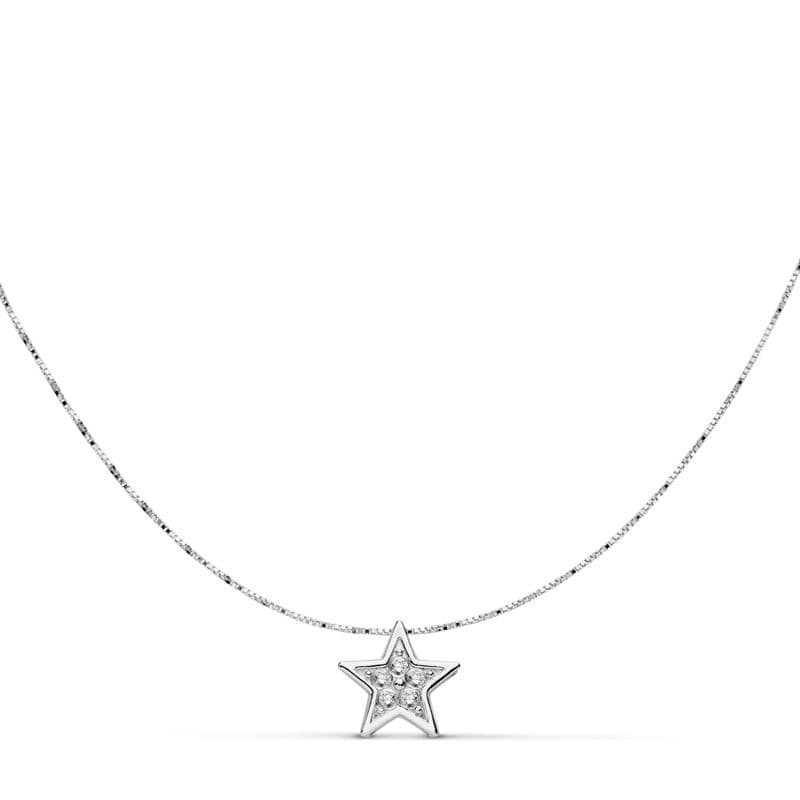 Stjärnhänge 18 Karat Vitguld 6X6 mm Kedjelängd 42CM