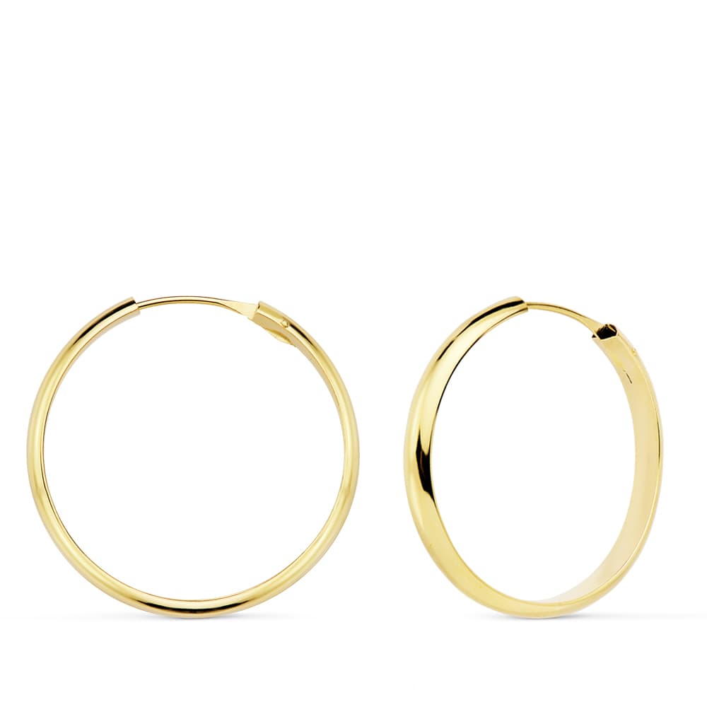 Kruhové náušnice z 18K žlutého zlata, 233 x 3 mm