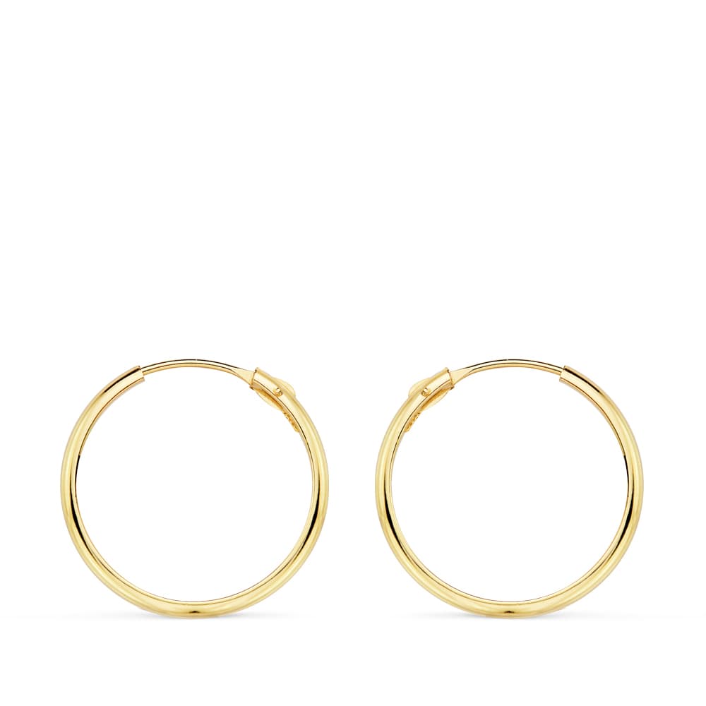 Klare Ohrringe aus 18-karätigem Gelbgold, 18 x 2 mm, schlicht, halbrund