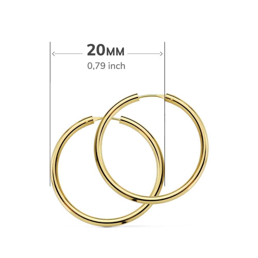 Lehké kruhové náušnice z 18K žlutého zlata 20X2,5 mm