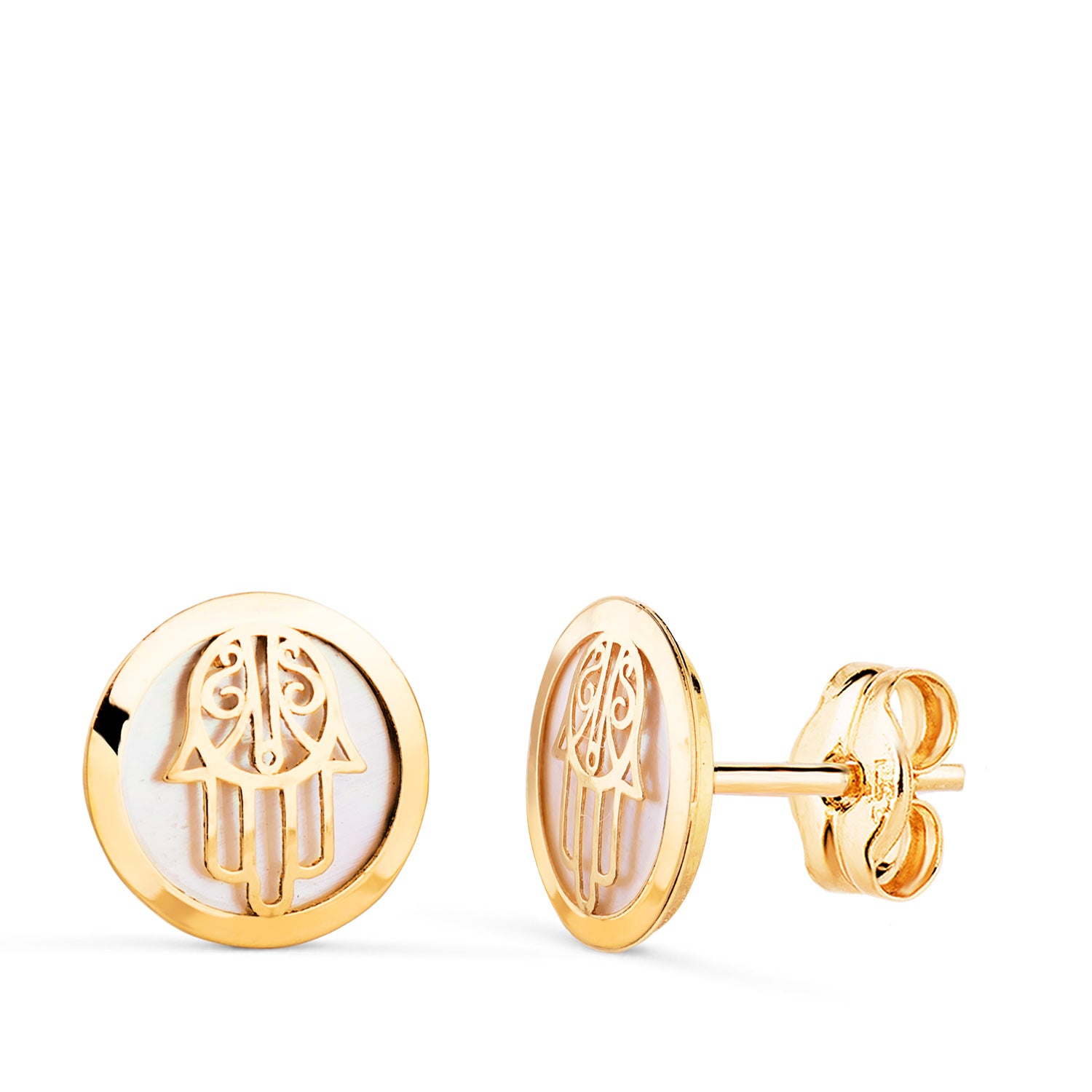 Cercei Hand of Fatima Aur Galben de 18K 8 mm Închidere pentru cărucior fluture