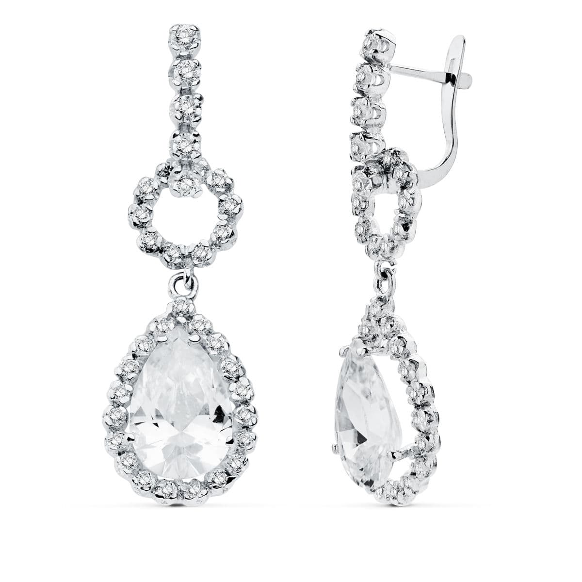Zirconia Earrings in 18K White Gold with Catalan Clasp