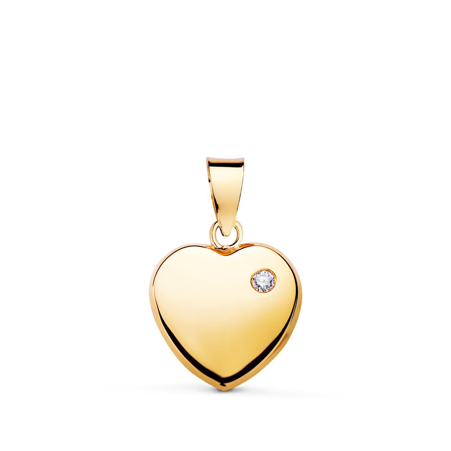 Pendentif en Or Jaune 18 Carats en Forme de C?ur avec Zircon Taille du Pendentif : 11 X 10 mm