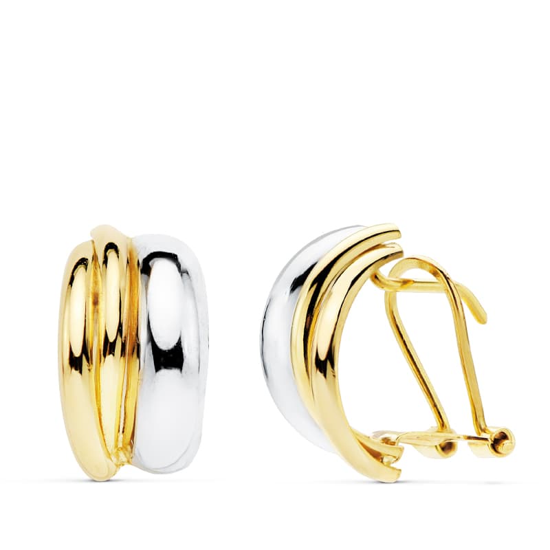 18K tofarvede guldøreringe Bånd 14 x 8 mm Omega lås