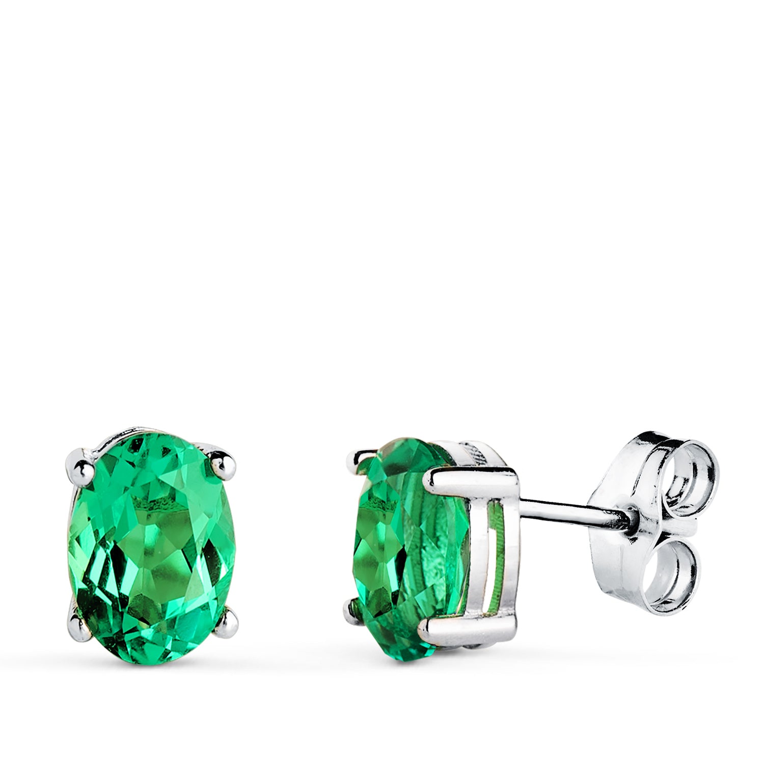 18K vitguld omkristalliserade smaragdörhängen 7X5 mm 1,58 Qt Butterfly Push Spänne