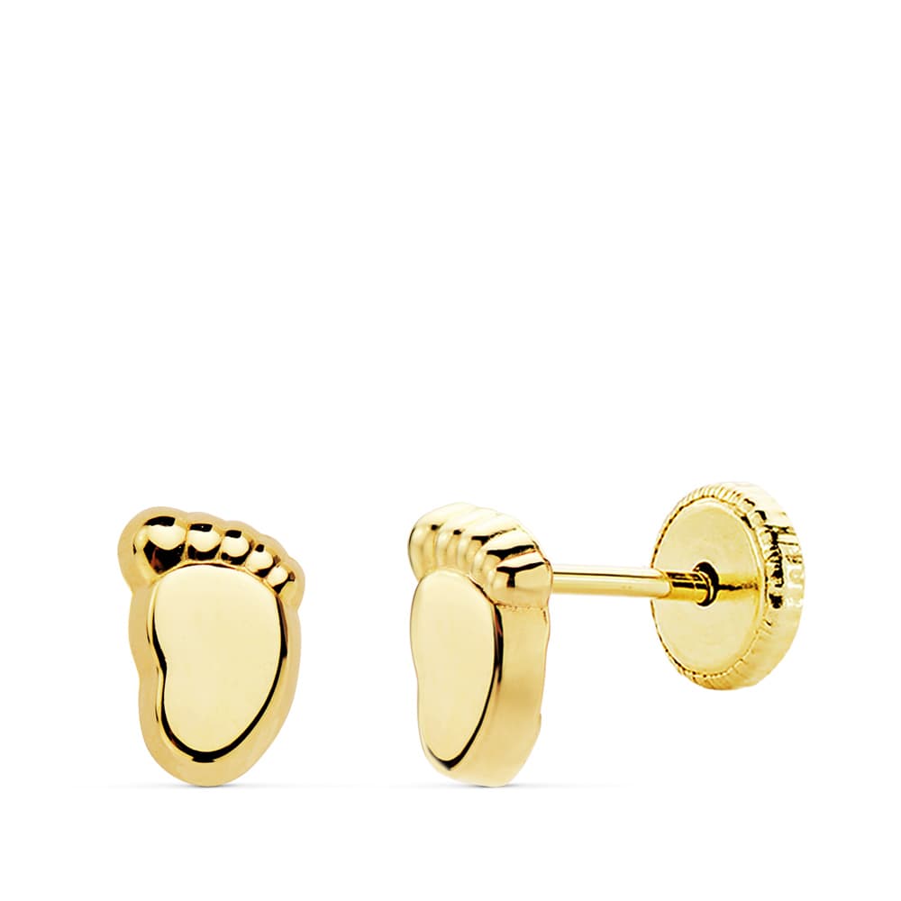 18K Boucles d'oreilles en Or Jaune Bébé Lisse. 6.5X4 mm Fermoir a Vis