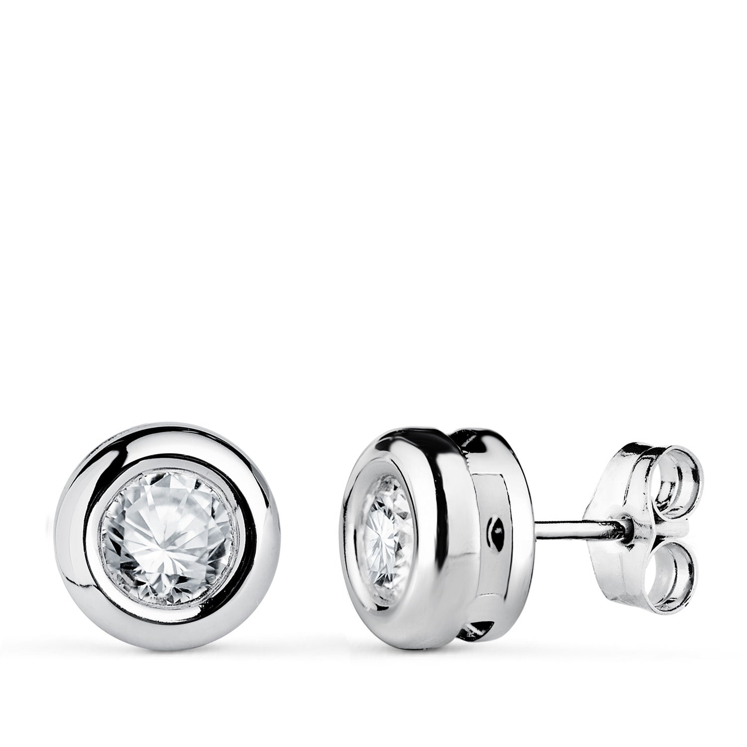 Boucles d'oreilles Or Blanc 18K Diamants Lab 5 mm 0.650 Cts VS2-G Taille : 8X8 mm Fermoir Poussettes Papillon