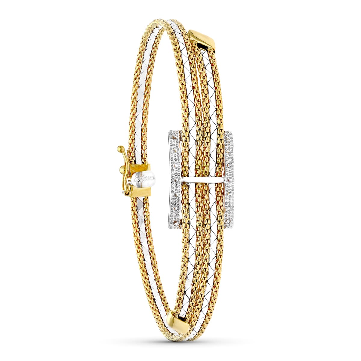 18K ツートーン ゴールド レクタングル ブレスレット