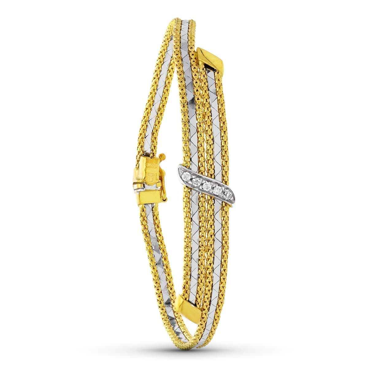 18K ゴールド ツートーン ジルコン ブレスレット