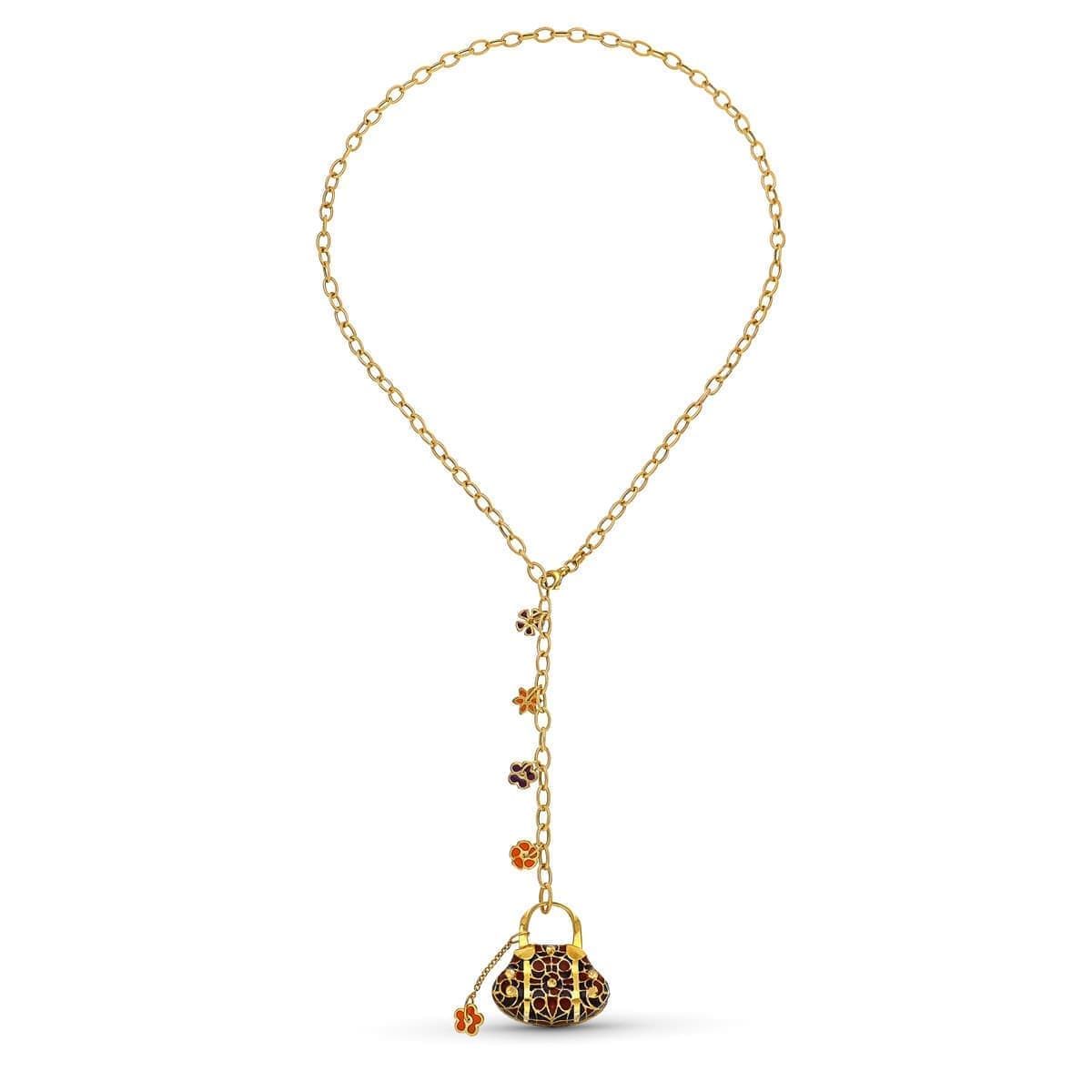 18K Collier en Or Jaune Email