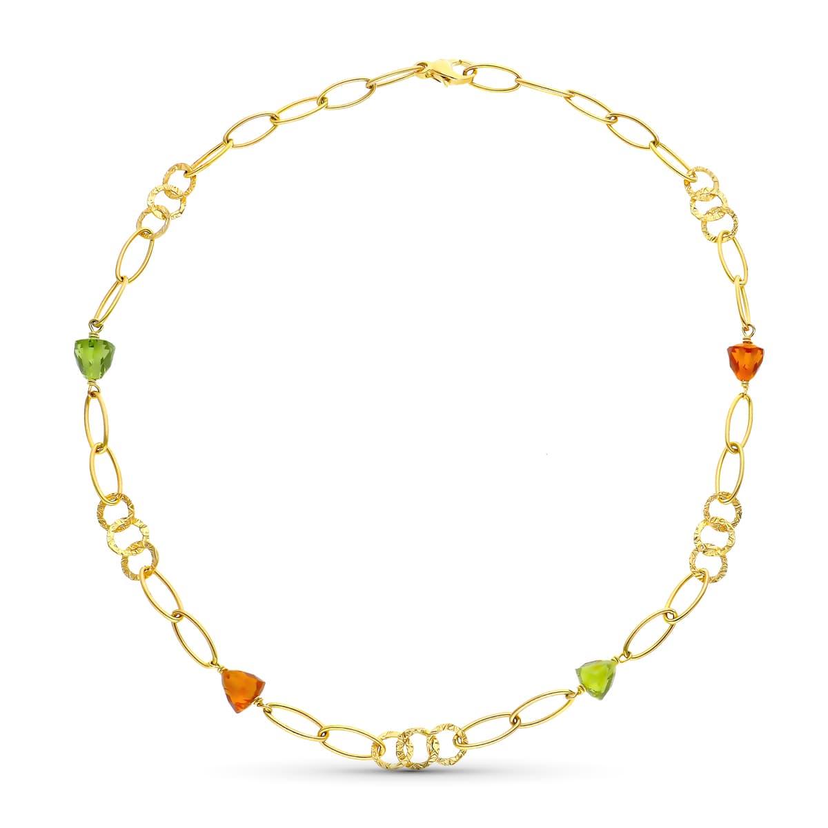 18K geelgouden choker met gekleurde stenen