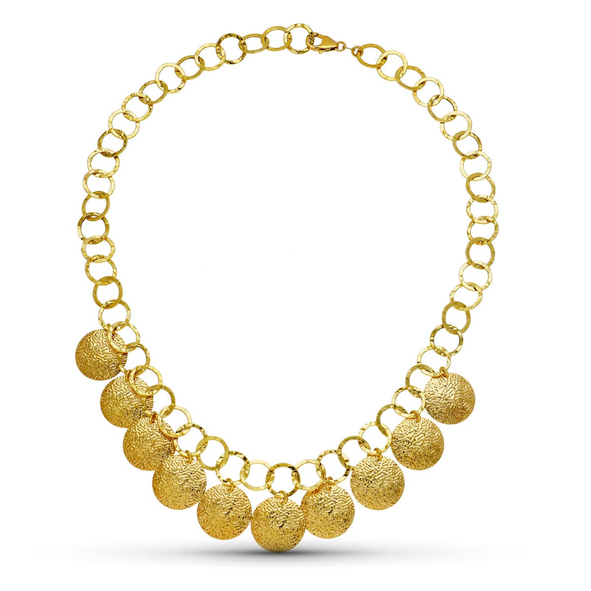 18K Yellow Gold Round Pattern Necklace
