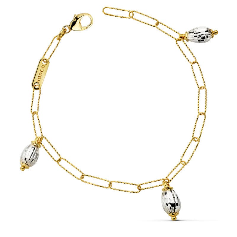 18K ツートーン リンク ブレスレット 19CM