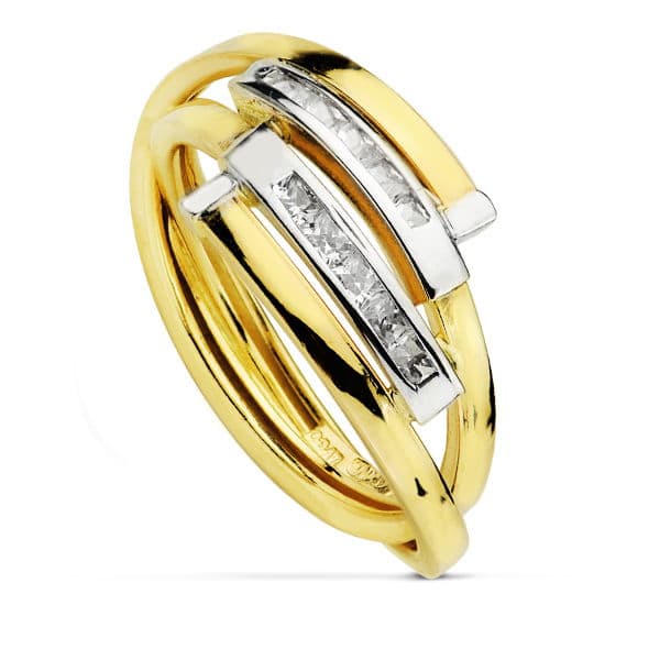 18K Bicolor Ring med 10 mm bredd band