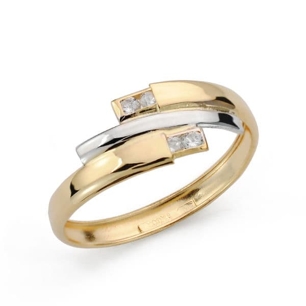 Anillo de Oro de 18K con Circonitas Bicolor.