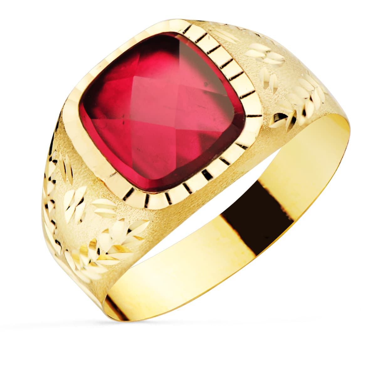 18K guld Cadet Spinel Signet Ring 9X9MM