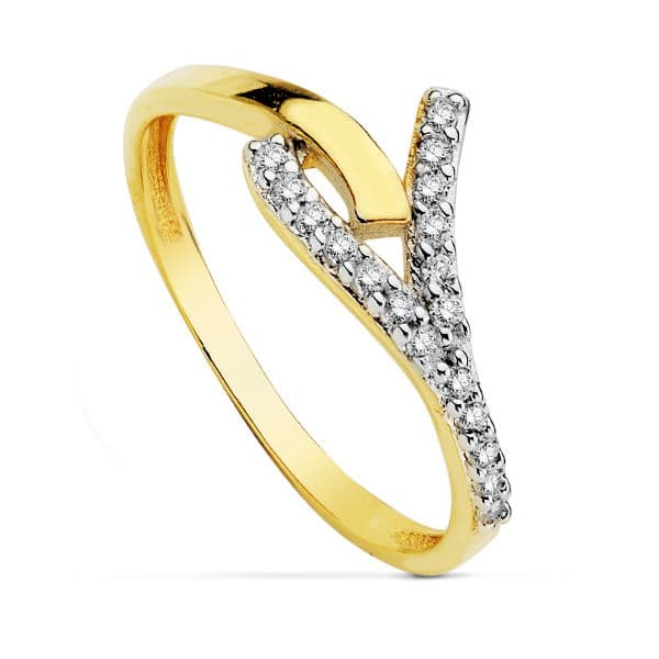 18K Bague Zircon en Or