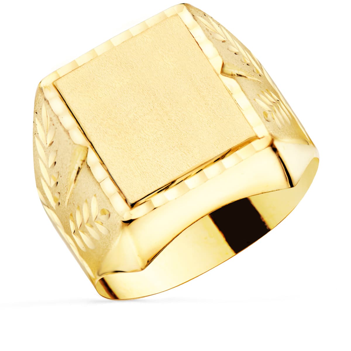 18K Yellow Gold Diamond Men's Signet Ring 18X16 mm