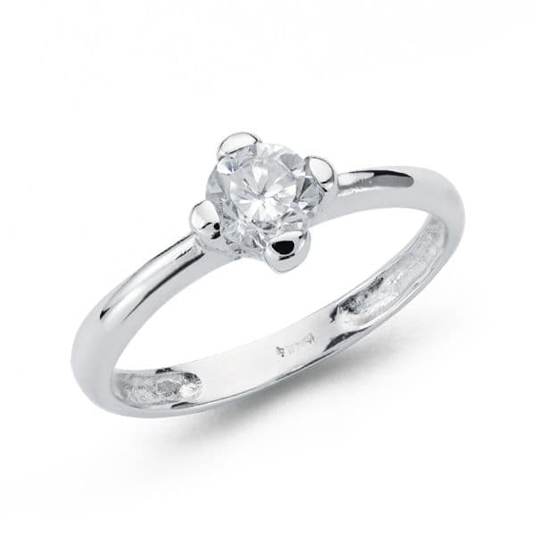18K Gulguld Zirkon Solitaire Ring 5 mm