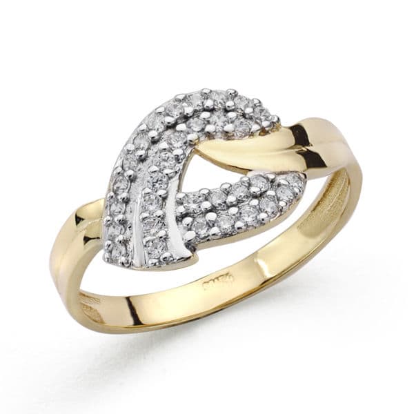 18K Bague Zircon en Or Bicolore