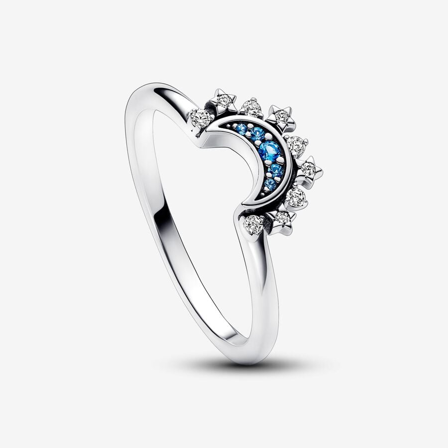 Celestial - Sparkling Moon - Silver - Pandora Ring