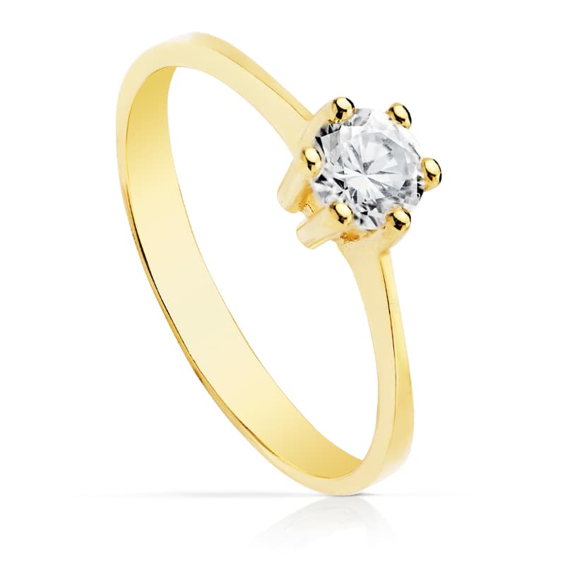 18K witgouden solitaire ring met zirkoon