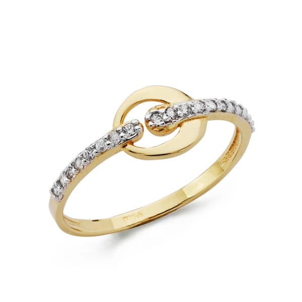 18K Yellow Gold Zircon Ring
