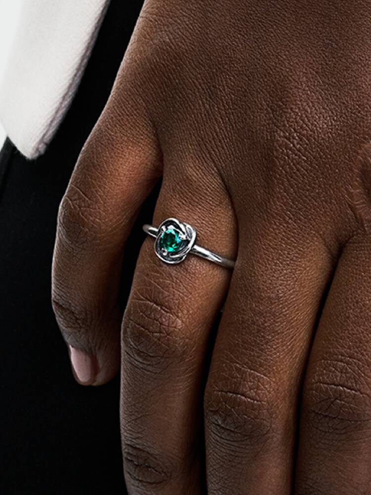 Bague Cercle Éternité Couleur de Naissance du Mois de Mai Argent – vue 2