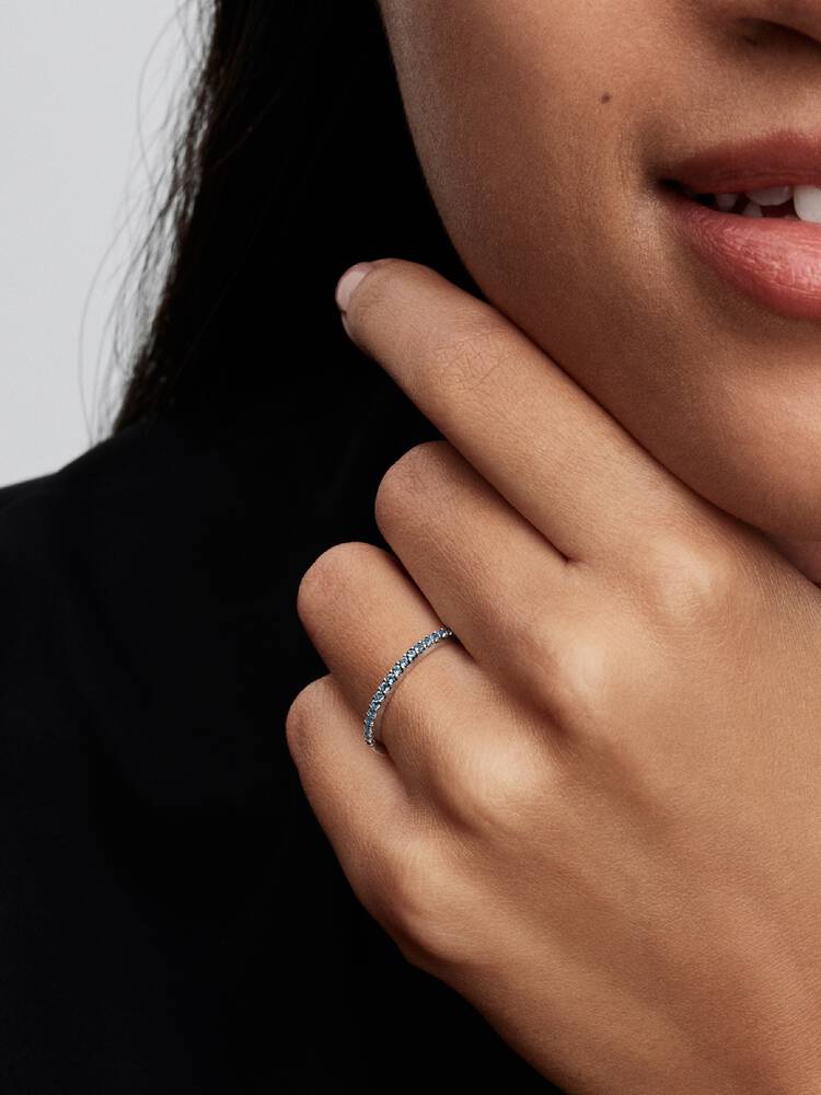 Bague Pandora - Anneau Demi-Éternité Aigue-Marine Scintillant | 192999C03