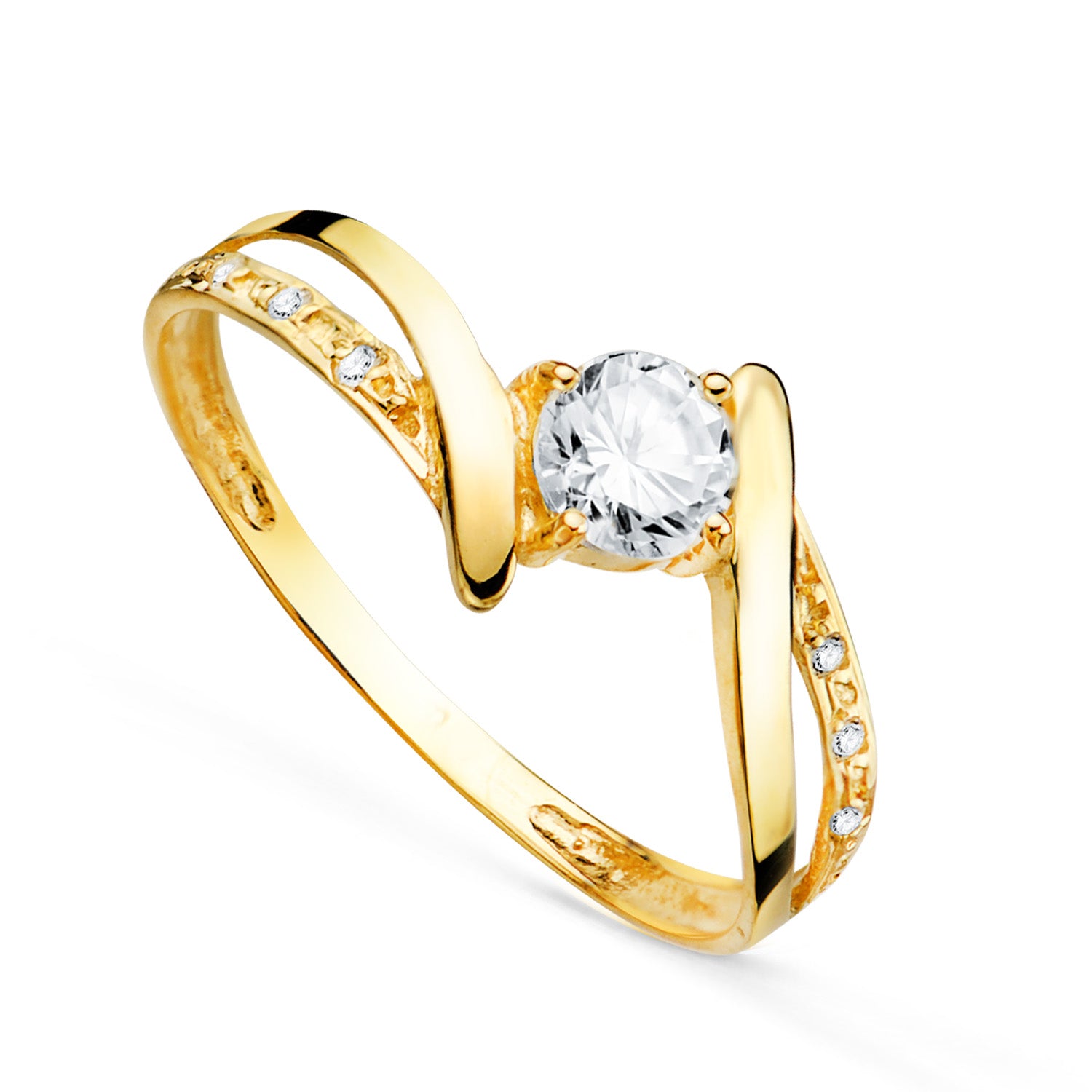 18K Yellow Gold Solitaire Cross with Zirconia Zirconia Side 4 mm