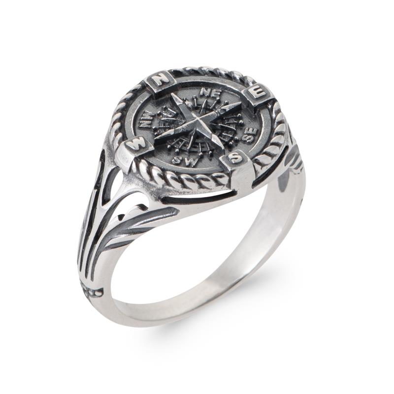 Signet ring - Compass Rose - Silver