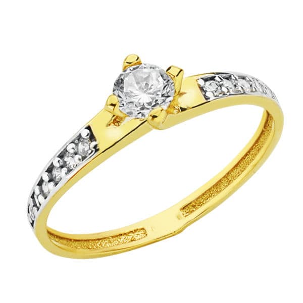 18K guld Solitaire Tofarvede zirkoner