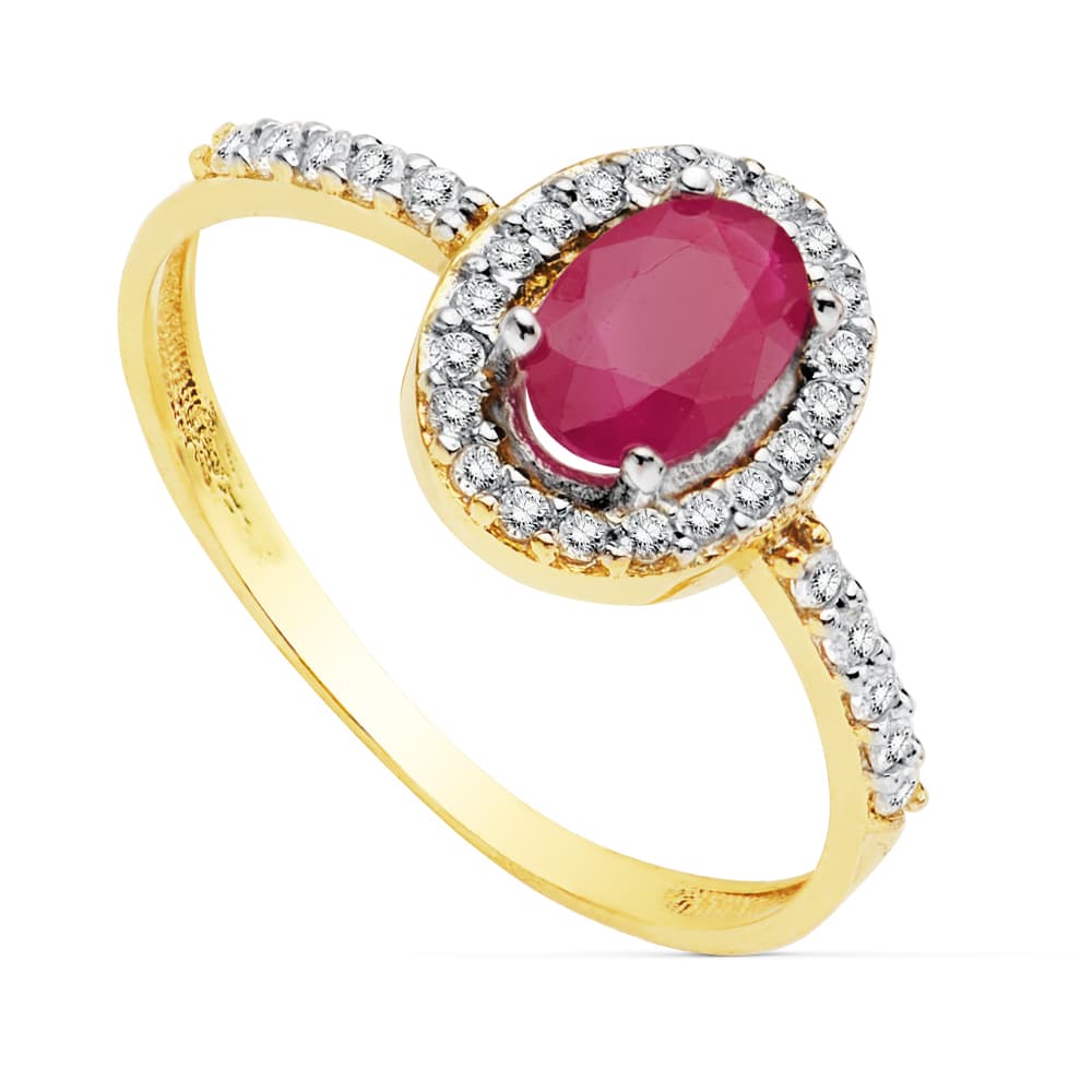 18K Gold Zircon Ring 6X4MM