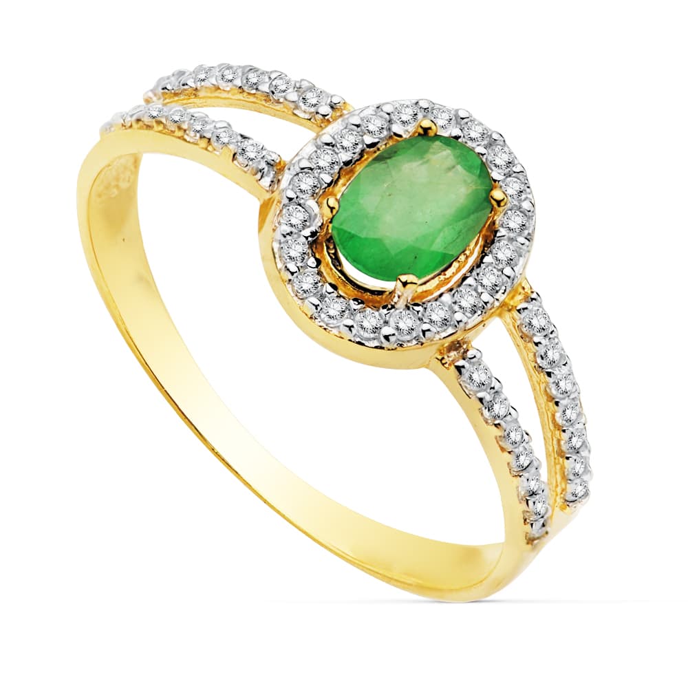 Smaragdring aus 18 Karat Gold, 6 x 4 mm, 0,49 ct