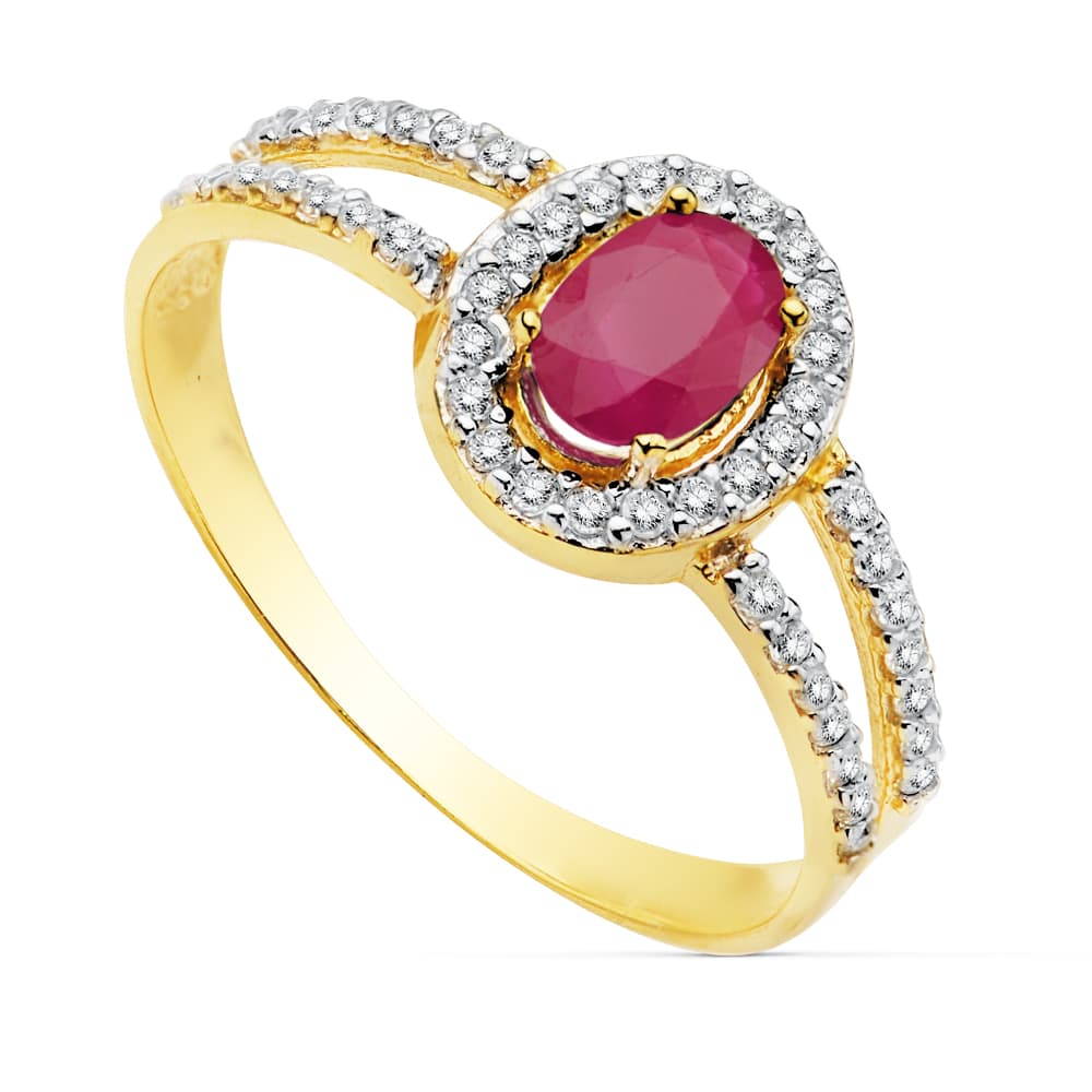 18K tofarvet guld zirkonring 6X4MM
