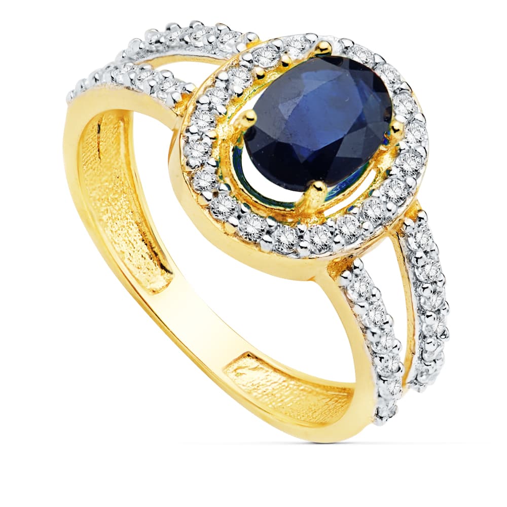 Anel de zircão em ouro bicolor 18K
