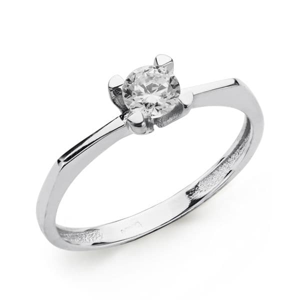 18K Bague Solitaire Zircon en Or