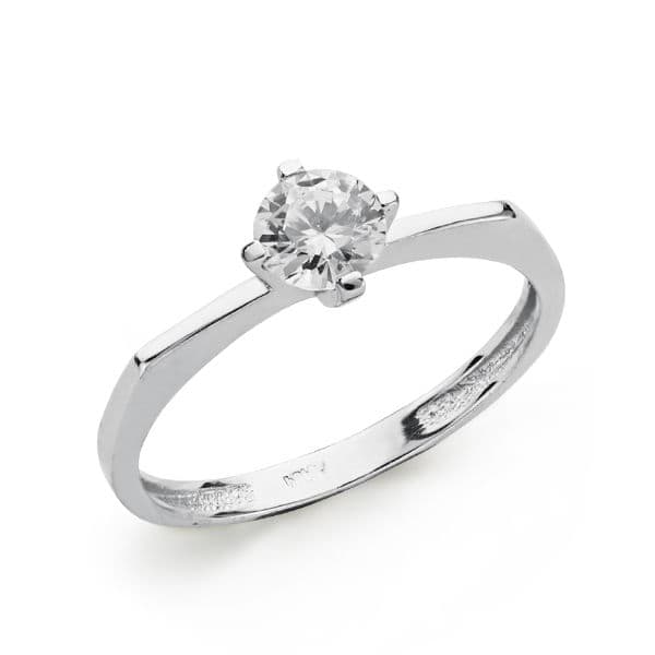 18K hvidguld Zircon Solitaire Ring
