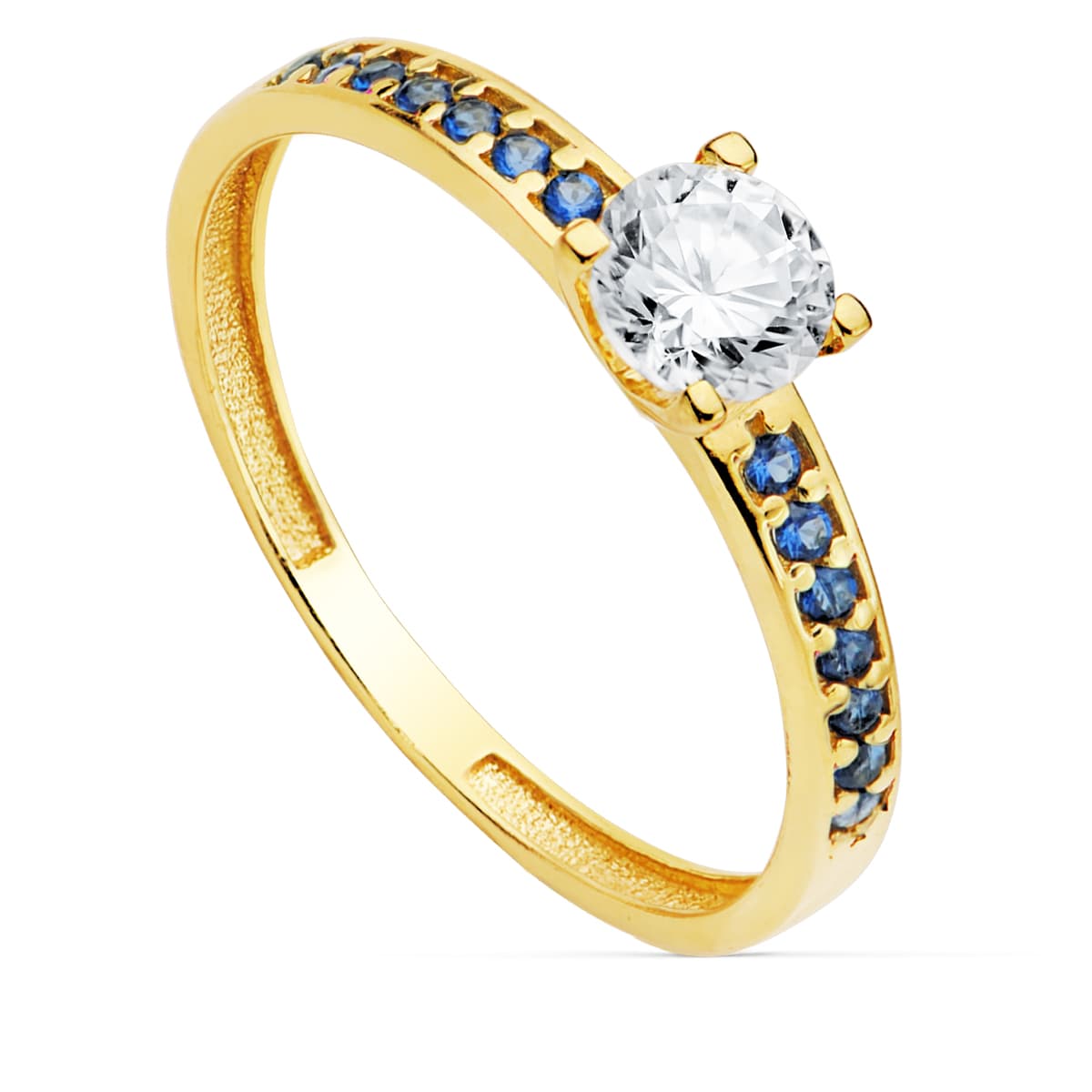 18K gul guld og zirkoner 4 kløer ring