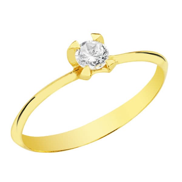 18K Gul Guld Solitaire med 3,5 mm Zirconia
