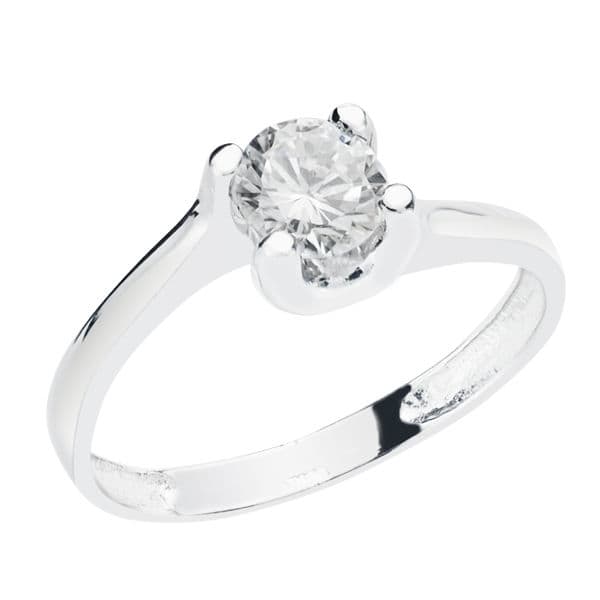 18K vitguld Solitaire Zircon 5,5 mm stiftinställning