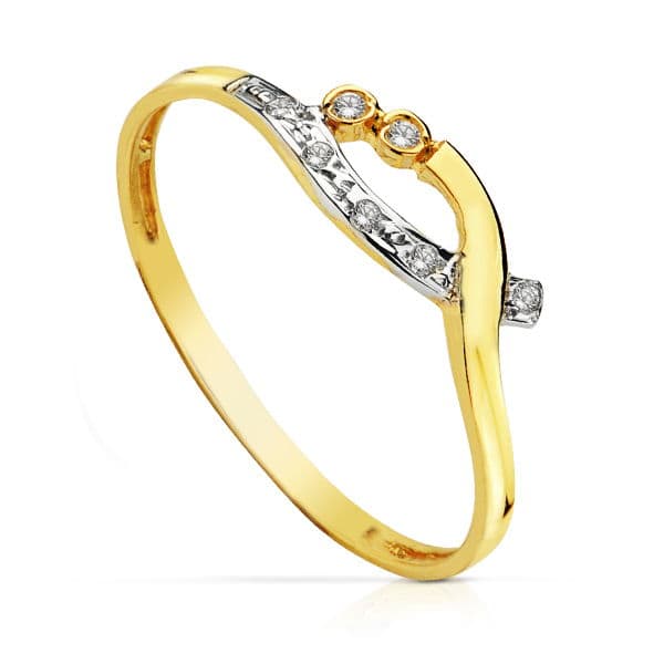 18K Two-Tone Gold Zircon Ring
