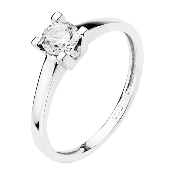 18K vitguld Zircon Solitaire Ring